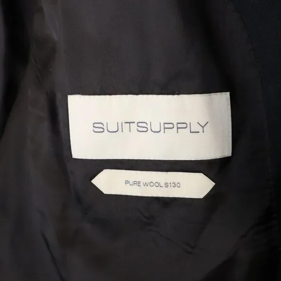 Suitsupply Havana Jetted Slim Men's Size 44 Black 100% Reda 130's Wool Blazer